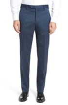 Men's Zanella Devon Flat Front Stretch Solid Wool Trousers - Blue