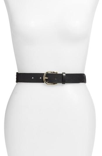 Women's Sezane Ninon Woven Leather Belt, Size - Black