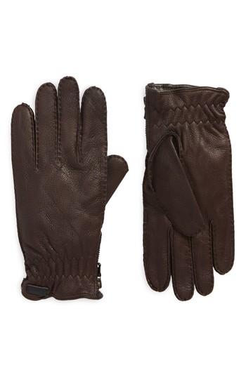 Men's John Varvatos Star Usa Deerskin Leather Gloves - Brown