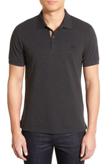 Men's Burberry Pique Polo, Size - Grey