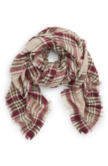 Women's Nyc Underground Plaid Square Scarf, Size - Red