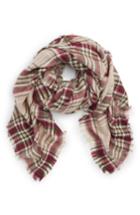 Women's Nyc Underground Plaid Square Scarf, Size - Red