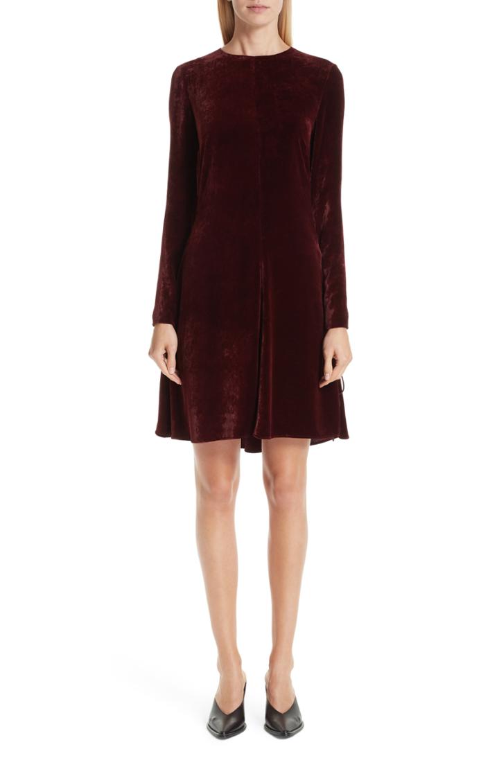 Women's Stella Mccartney Lace-up Side Velvet Dress Us / 38 It - Burgundy
