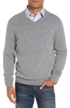 Men's Nordstrom Men's Shop Cashmere V-neck Sweater, Size - Grey