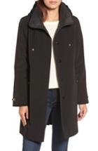 Women's Gallery Long Silk Look Raincoat - Black