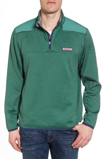 Men's Vineyard Vines Shep Performance Fleece Quarter Zip Pullover - Green