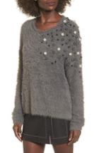 Women's Leith Embellished Faux Fur Sweater - Grey