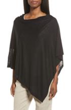 Women's Eileen Fisher Silk & Organic Linen Poncho, Size - Black