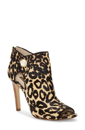 Women's Louise Et Cie Illisa Genuine Calf Hair Peep Toe Bootie M - Brown