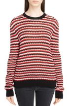 Women's Saint Laurent Crochet Stripe Sweater - Red