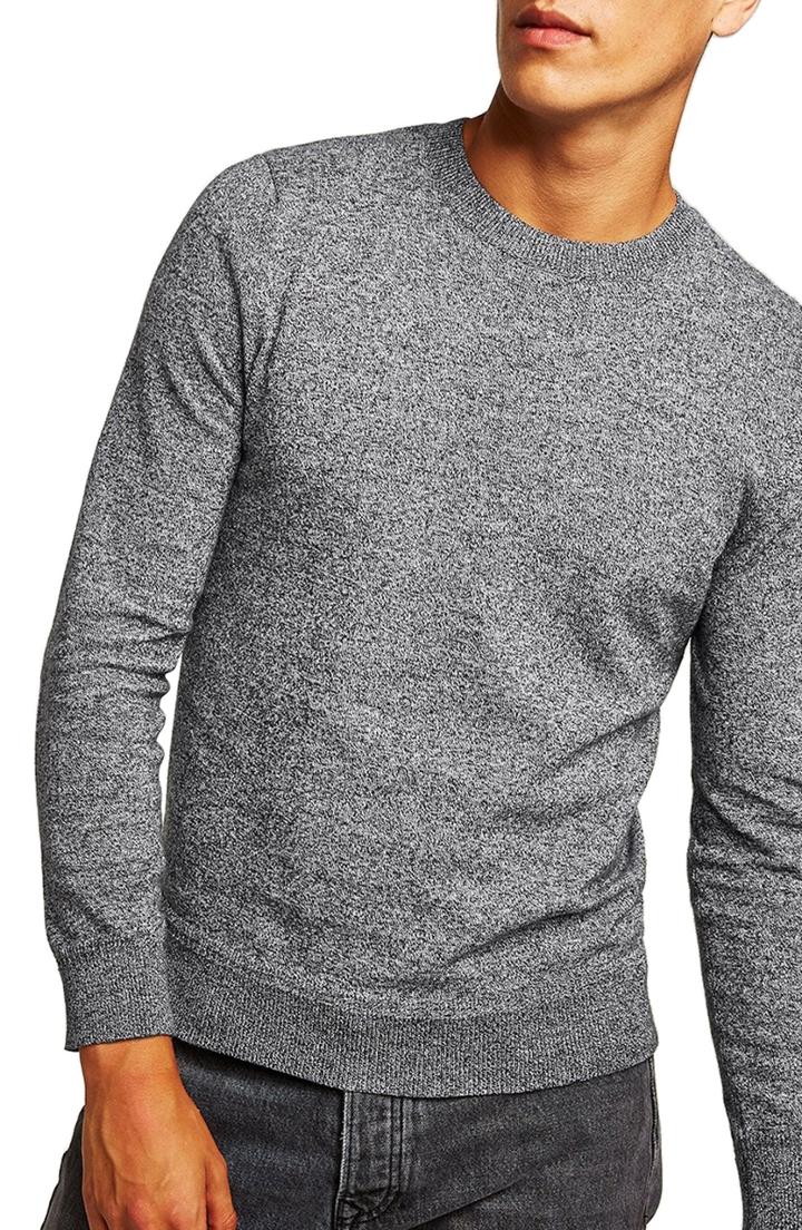 Men's Topman Classic Fit Twist Crewneck Sweater, Size - Grey