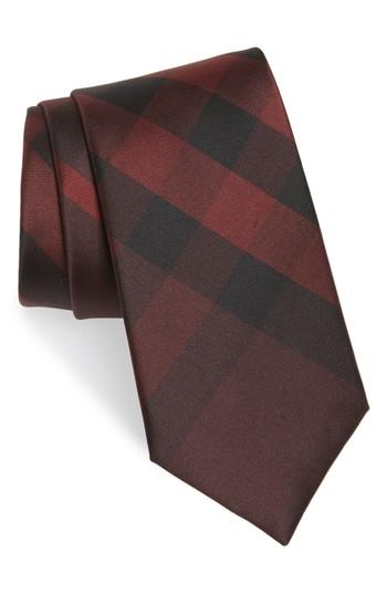 Men's Burberry Check Silk Tie, Size - Red