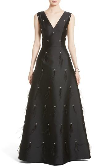 Women's St. John Collection Hand Beaded Mikado Gown - Black