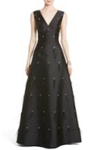 Women's St. John Collection Hand Beaded Mikado Gown - Black