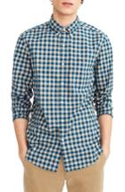 Men's J.crew Slim Fit Stretch Secret Wash Heather Gingham Poplin Shirt - Blue