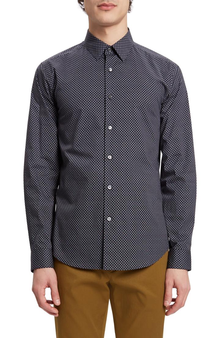 Men's Theory Sylvain Kessler Patterned Sport Shirt - Black