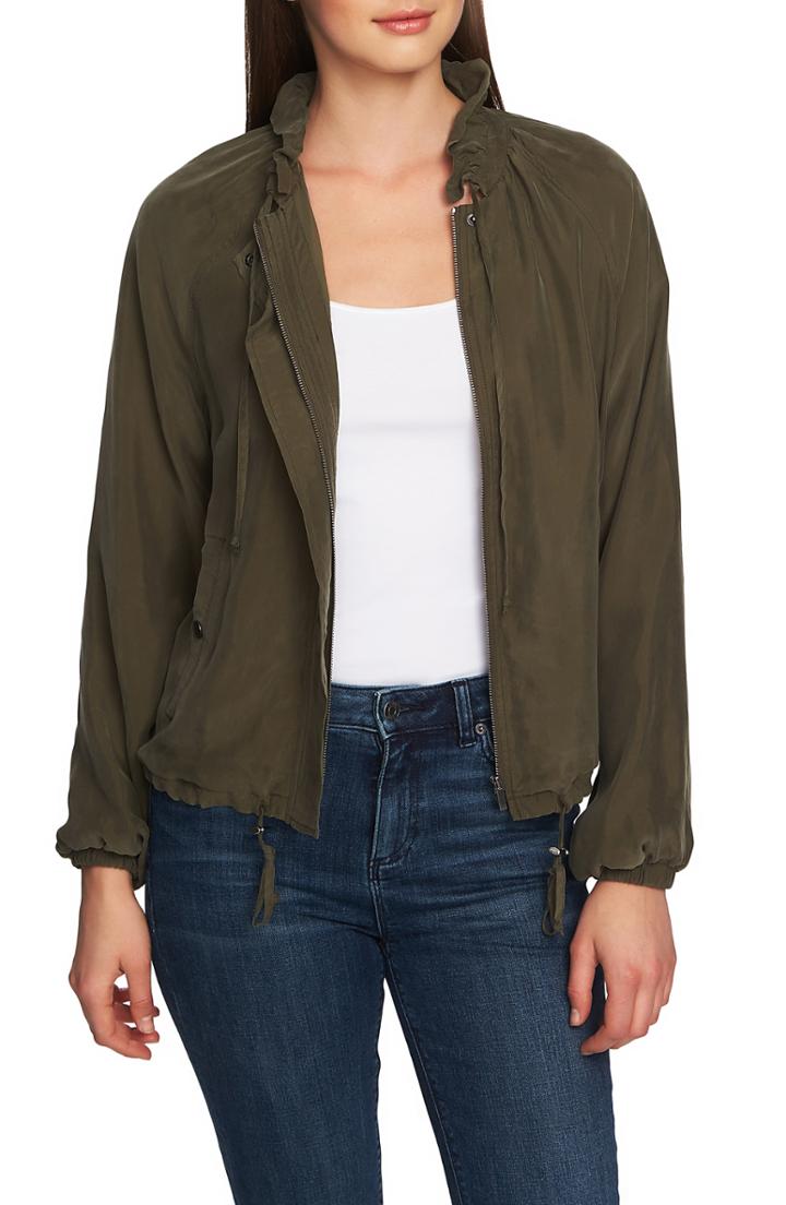 Women's 1.state Ruffle Neck Bomber Jacket