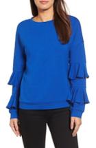 Women's Halogen Ruffle Sleeve Sweatshirt, Size - Blue