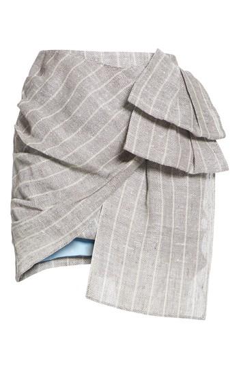 Women's Magda Butrym Gathered Linen Miniskirt Us / 34 Fr - Grey
