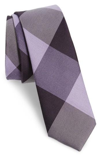 Men's The Tie Bar West Bison Plaid Wool & Silk Skinny Tie, Size - Purple