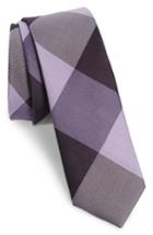 Men's The Tie Bar West Bison Plaid Wool & Silk Skinny Tie, Size - Purple