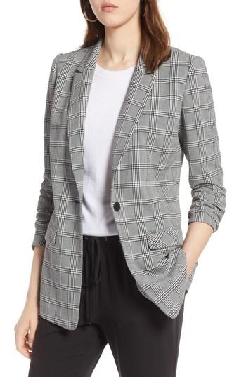 Women's Halogen Glen Plaid Blazer - Black