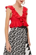 Women's Whistles Button Sleeve Funnel Neck Sweater - Red