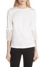 Women's Ted Baker London Broderie Lace Bow Sleeve Top - White