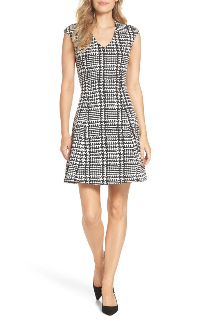Women's Forest Lily Houndstooth Jacquard Fit & Flare Dress