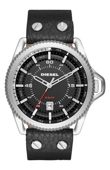 Men's Diesel Rollcage Leather Strap Watch, 46mm