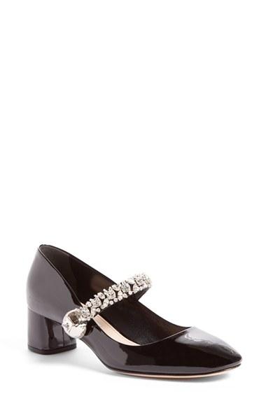Women's Miu Miu Crystal Studded Mary Jane Pump