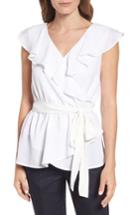 Women's Halogen Ruffled Tie Waist Top - Ivory