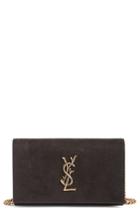 Women's Saint Laurent 'small Kate - Tree' Croc Embossed Calfskin Leather Wallet On A Chain -