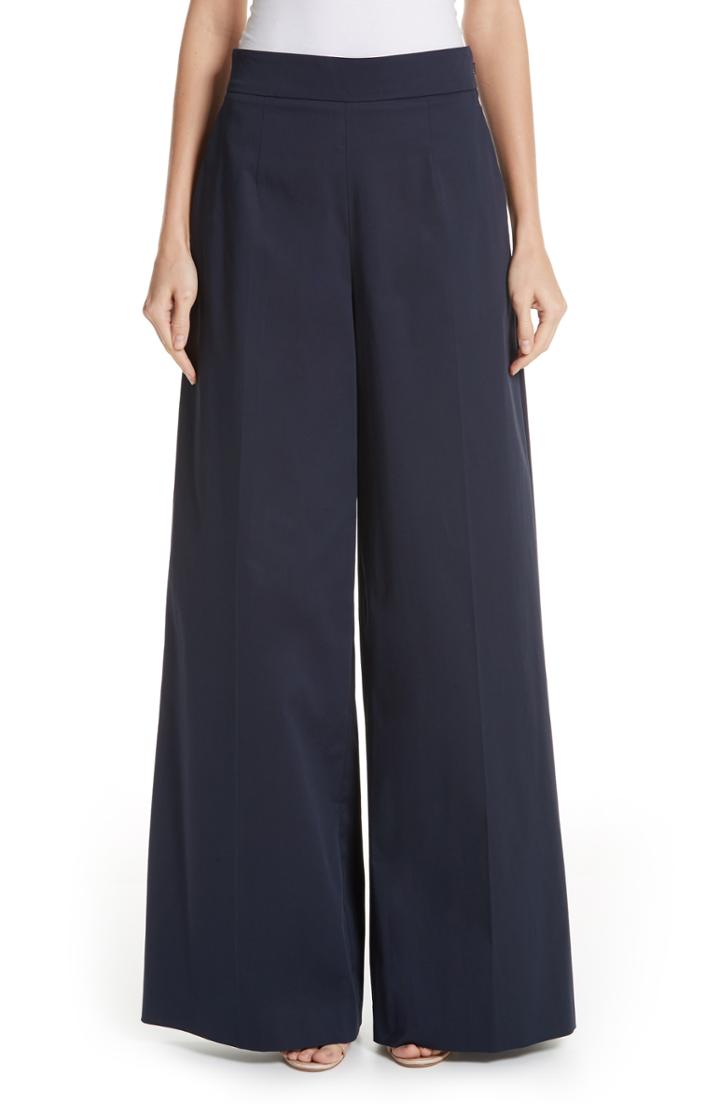 Women's Oscar De La Renta Stretch Cotton Wide Leg Pants