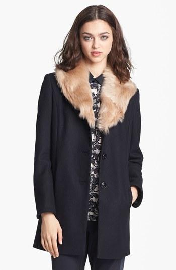 Miss Wu 'torre' Wool Blend Jacket With Removable Genuine Fur Collar (nordstrom