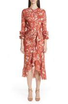 Women's Johanna Ortiz Floral Print Ruffle Satin Dress - Red