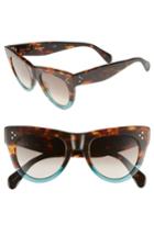 Women's Celine 51mm Cat Eye Sunglasses - Havana/ Aqua/ Brown