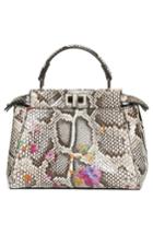 Fendi Mini Peekaboo Painted Genuine Python Satchel -