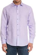Men's Robert Graham Cyprus Classic Fit Linen & Cotton Sport Shirt - Purple