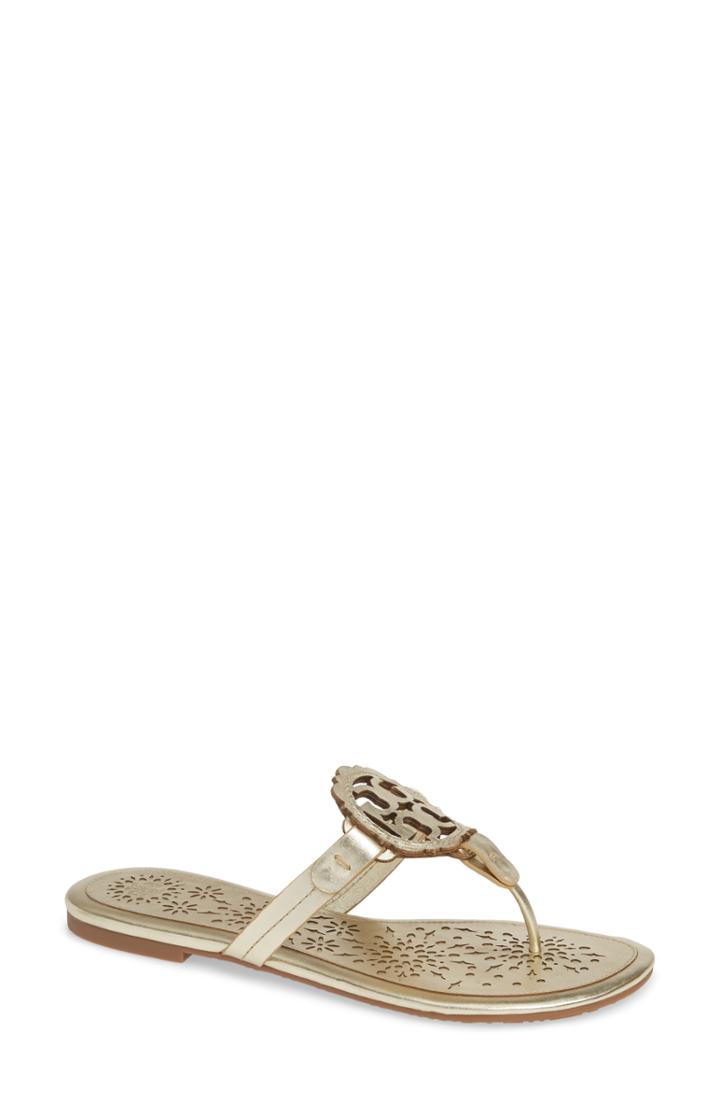 Women's Tory Burch Miller Scalloped Medallion Sandal M - Metallic