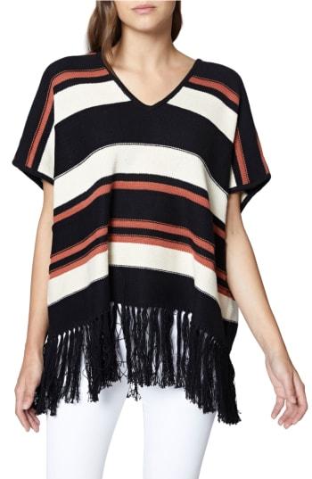 Women's Sanctuary Mojave Stripe Poncho Top - Black