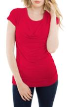Women's Nurture-elle Cowl Neck Short Sleeve Nursing Top, Size - Red