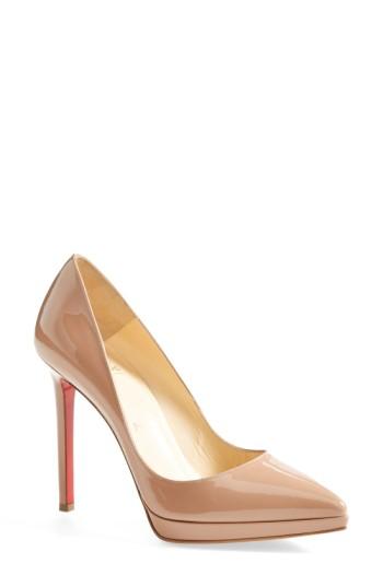 Women's Christian Louboutin 'pigalle Plato' Pointy Toe Pump Us / 37eu - Beige