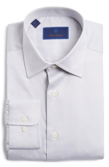 Men's David Donahue Regular Fit Dress Shirt .5 34/35 - Grey