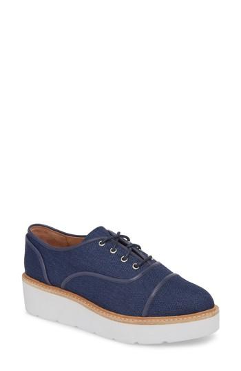 Women's Linea Paolo Mavis Cap Toe Platform Sneaker M - Blue