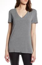 Petite Women's Halogen V-neck Tunic Tee, Size P - Grey