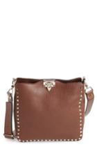Valentino Small Rockstud Leather Hobo - Brown