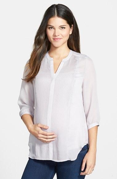 Women's Loyal Hana 'audrey' Maternity/nursing Tuxedo Blouse - Grey