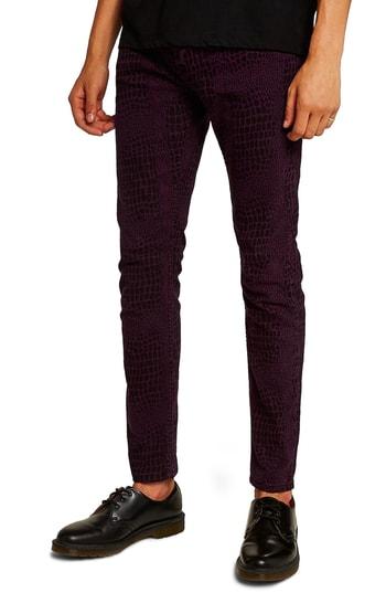 Men's Topman Stretch Skinny Fit Croc Print Jeans