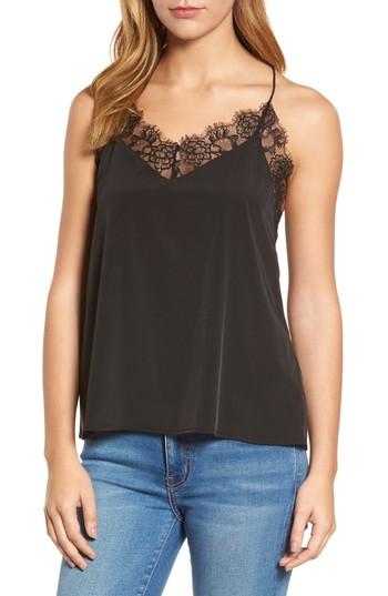 Women's Press Lace Trim Camisole - Black